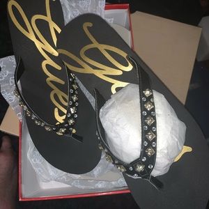 Guess bling/embellished platform sandals.